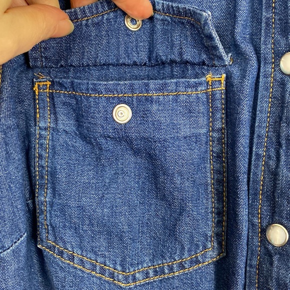 J.Crew 10 Denim Shirt Dark Rinse Pearl Snap Buttons Slim Western - Picture 6 of 14